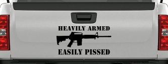 Heavily Armed Easily Pissed AR15 AR 15 Military 2nd Amendment Car or Truck Window Vinyl Decal Sticker (Black)