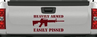 Heavily Armed Easily Pissed AR15 AR 15 Military 2nd Amendment Car or Truck Window Decal Sticker (Purple Red)