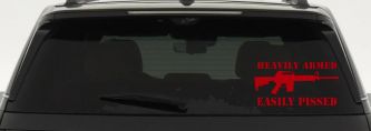 Heavily Armed Easily Pissed AR15 AR 15 Military 2nd Amendment Car or Truck Window Decal Sticker (Red)