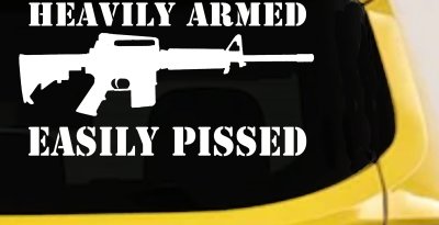 Heavily Armed Easily Pissed AR15 AR 15 Military 2nd Amendment Car or Truck Window Vinyl Decal Sticker