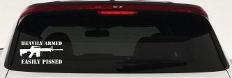 Heavily Armed Easily Pissed AR15 AR 15 Military 2nd Amendment Car or Truck Window Vinyl Decal Sticker (White)