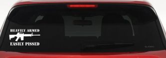 Heavily Armed Easily Pissed AR15 AR 15 Military 2nd Amendment Car or Truck Window Vinyl Decal Sticker (White)