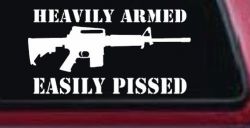 Heavily Armed Easily Pissed AR15 AR 15 Military 2nd Amendment Car or Truck Window Decal Sticker