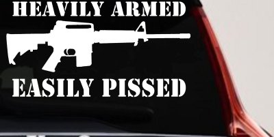 Heavily Armed Easily Pissed AR15 AR 15 Military 2nd Amendment Car or Truck Window Vinyl Decal Sticker