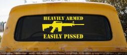 Heavily Armed Easily Pissed AR15 AR 15 Military 2nd Amendment Car or Truck Window Decal Sticker (Yellow)