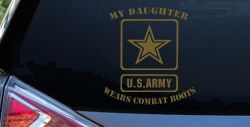 My Daughter Wears Combat Boots Army Military Car or Truck Window Vinyl Decal Sticker (Gold)