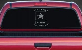 My Daughter Wears Combat Boots Army Military Car or Truck Window Decal Sticker (Telegrey)