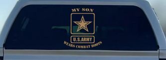 My Son Wears Combat Boots Army Military Car or Truck Window Vinyl Decal Sticker (Light Brown)