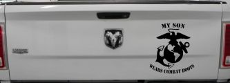 My Son Wears Combat Boots Marines Military Car or Truck Window Vinyl Decal Sticker (Black)