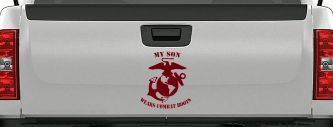My Son Wears Combat Boots Marines Military Car or Truck Window Vinyl Decal Sticker (Burgundy)
