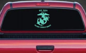 My Son Wears Combat Boots Marines Military Car or Truck Window Vinyl Decal Sticker (Mint)