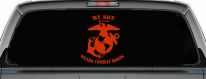 My Son Wears Combat Boots Marines Military Car or Truck Window Decal Sticker (Orange Red)