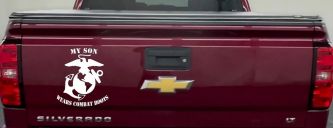 My Son Wears Combat Boots Marines Military Car or Truck Window Vinyl Decal Sticker (White)