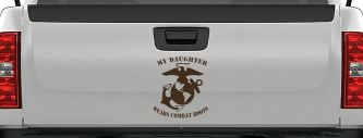 My Daughter Wears Combat Boots Marines Military Car or Truck Window Decal Sticker (Brown)