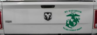 My Daughter Wears Combat Boots Marines Military Car or Truck Window Decal Sticker (Dark Green)