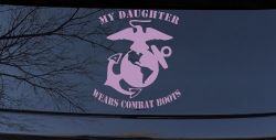 My Daughter Wears Combat Boots Marines Military Car or Truck Window Decal Sticker (Lilac)