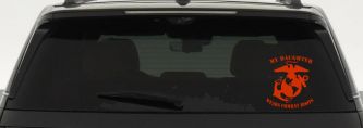 My Daughter Wears Combat Boots Marines Military Car or Truck Window Decal Sticker (Orange Red)