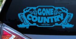 Gone Country With Boots Car or Truck Window Vinyl Decal Sticker (Blue)