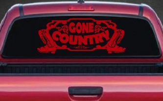 Gone Country With Boots Car or Truck Window Decal Sticker (Red)