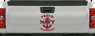 Proud Navy Grandparents  Anchor Military Car or Truck Window Decal Sticker (Burgundy)
