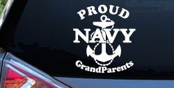 Proud Navy Grandparents  Anchor Military Car or Truck Window Decal Sticker