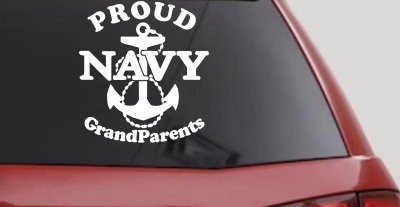 Proud Navy Grandparents  Anchor Military Car or Truck Window Vinyl Decal Sticker
