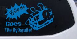 Boom Goes The Dynamite Funny Car or Truck Window Vinyl Decal Sticker (Sky Blue)