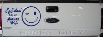 My Husband Has An Awesome Wife Funny Car or Truck Window Vinyl Decal Sticker (Navy)