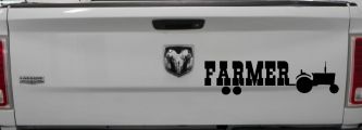 Farmer With Tractor Country Farm Ranch Car or Truck Window Decal Sticker (Black)