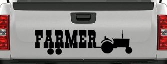 Farmer With Tractor Country Farm Ranch Car or Truck Window Vinyl Decal Sticker (Black)