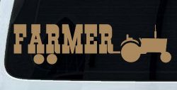 Farmer With Tractor Country Farm Ranch Car or Truck Window Decal Sticker (Light Brown)