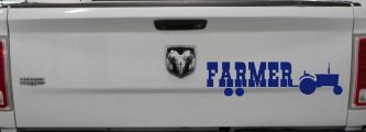 Farmer With Tractor Country Farm Ranch Car or Truck Window Decal Sticker (Navy)