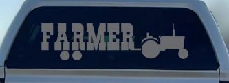 Farmer With Tractor Country Farm Ranch Car or Truck Window Vinyl Decal Sticker (Silver)