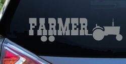 Farmer With Tractor Country Farm Ranch Car or Truck Window Vinyl Decal Sticker (Telegrey)