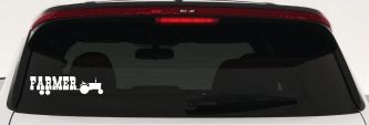 Farmer With Tractor Country Farm Ranch Car or Truck Window Decal Sticker (White)