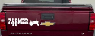 Farmer With Tractor Country Farm Ranch Car or Truck Window Decal Sticker (White)