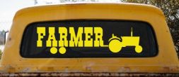 Farmer With Tractor Country Farm Ranch Car or Truck Window Decal Sticker (Yellow)