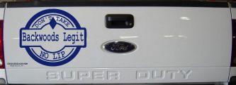 Backwoods Legit Don't Take No Lip Country Car or Truck Window Decal Sticker (Navy)