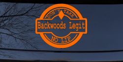 Backwoods Legit Don't Take No Lip Country Car or Truck Window Decal Sticker (Orange)