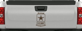 Proud Army Grandparents Star Military Car or Truck Window Vinyl Decal Sticker (Brown)