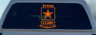 Proud Army Grandparents Star Military Car or Truck Window Vinyl Decal Sticker (Orange)