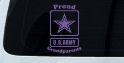 Proud Army Grandparents Star Military Car or Truck Window Vinyl Decal Sticker (Purple)