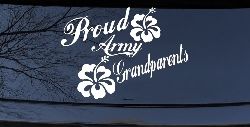 Proud Army Grandparents Hibiscus Military Car or Truck Window Decal Sticker