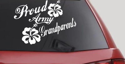 Proud Army Grandparents Hibiscus Military Car or Truck Window Vinyl Decal Sticker