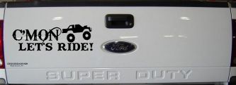 Cmon Lets Ride Country Car or Truck Window Decal Sticker (Black)