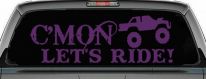 Cmon Lets Ride Country Car or Truck Window Decal Sticker (Violet)