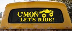 Cmon Lets Ride Country Car or Truck Window Decal Sticker (Yellow)
