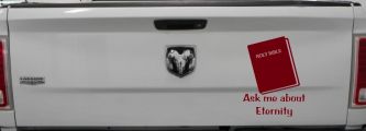 Ask Me About Eternity Christian Car or Truck Window Decal Sticker (Burgundy)