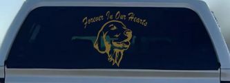 Forever In Our Hearts Golden Retriever Dog Car or Truck Window Decal Sticker (Gold)