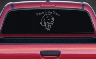 Forever In Our Hearts Golden Retriever Dog Car or Truck Window Decal Sticker (Silver)